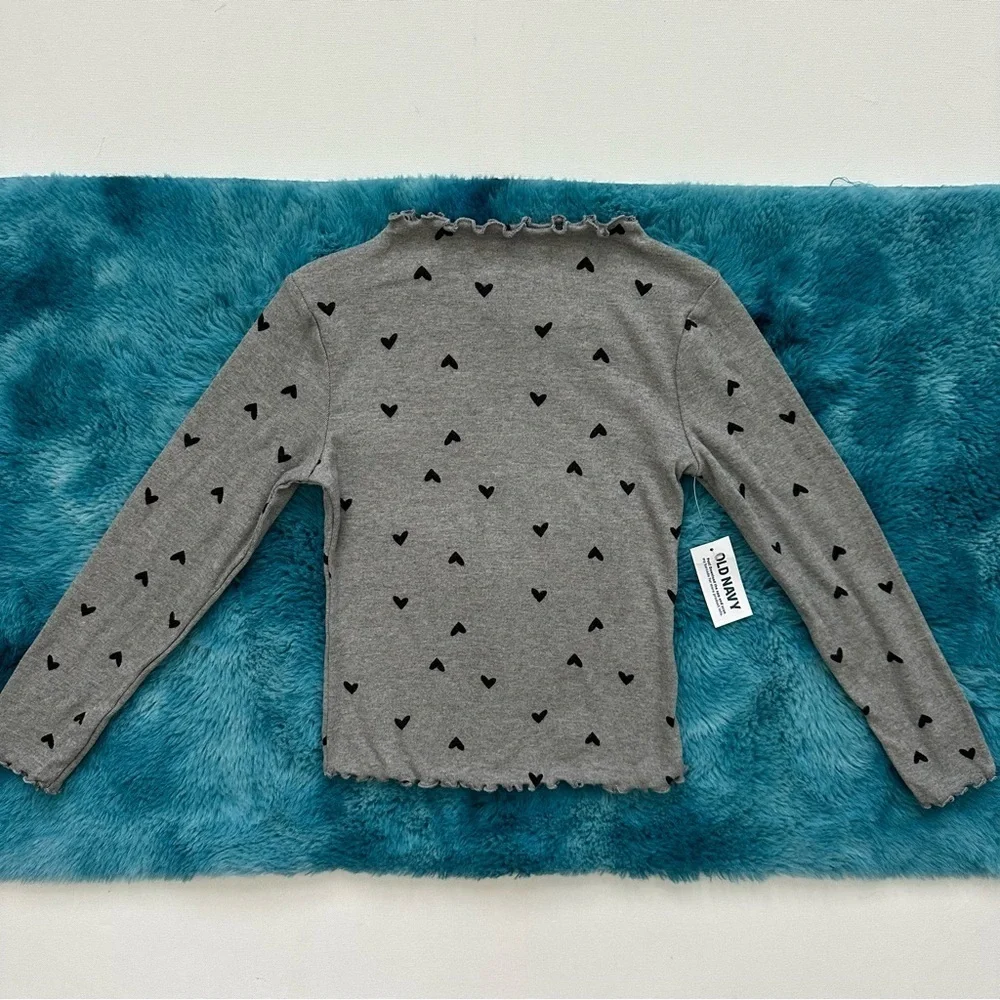 Old Navy Gray Heart Pattern Kids Top Size XS Girls